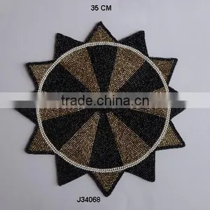 Glass Bead Place Mats in Sun Shape and Black Gold Colour Available in More Colours and Patterns thumbnail-1