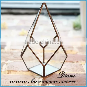 Decorate Wedding House Cube Geometric Glass Terrarium Wholesale Copper Vases thumbnail-1