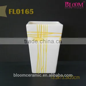 White Ceramic Cylinder Pot thumbnail-1