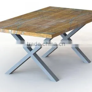 UK Hot-selling Solid Wooden Coffee Table Metal Iron X Shape Leg thumbnail-1