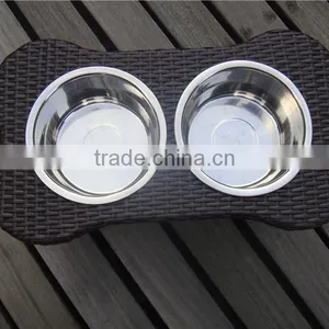 Stainless Steel Rattan/Wicker Dog Bowl thumbnail-4