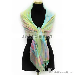 Fashionable Silk Scarf, 100% Pure Silk Handmade in Vietnam thumbnail-2