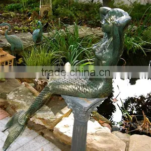 2015 Hot Sale Mordern Home Decor Bronze Cast Iron Mermaid Statue thumbnail-1