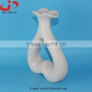 Valentines' Day Favor Heart Shape Ceramic Vase White Glazed thumbnail-2