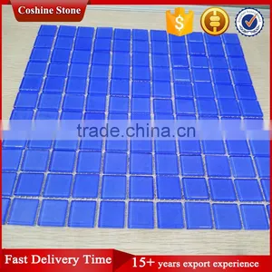 Export Crystal Pure Light Blue Square Glass Mosaic Tiles thumbnail-1