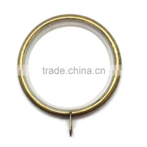 Steel Antique Brass Plated Silent Curtain Rod Ring With Fixed Eyelet ID35mm/OD42mm thumbnail-1
