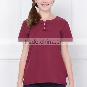 British Academy Style 2017 New Light Chinese Style School Boys and Girls Red Short Sleeved T-shirt Custom thumbnail-3