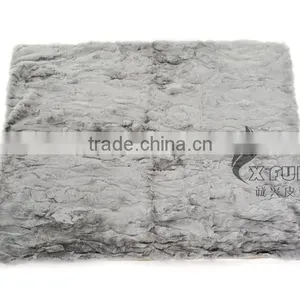 CX-D-66F High Quality Pachwork Rex Rabbit Real Fur Throw Blanket thumbnail-5