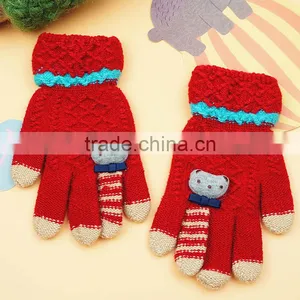 TC13026 New Design Funny Animal Pattern Winter Warm Kids Gloves High Quality Knitted Kids Gloves With Finger thumbnail-6