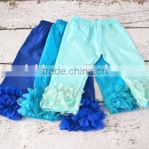 Wholesale Children's Boutique Clothes Baby Leggings Kids Ruffle Blue Pants Bloomers thumbnail-2
