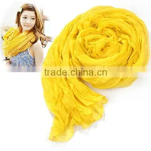 Women's Long Crinkle Scarf Wraps Soft Shawl Stole Pure Color Wholesale Scarf 7589 thumbnail-1
