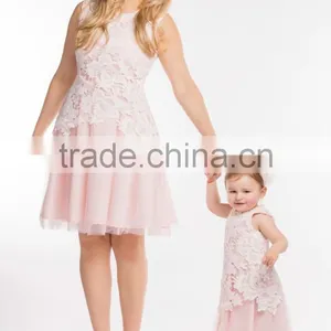 Lace Trimming Mommy And Me Outfits Family Matching Clothing thumbnail-2