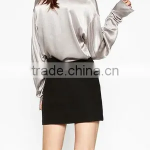 Runwaylover EY2335B Women Fold Sleeve Pure Color Blouse 2017 thumbnail-2