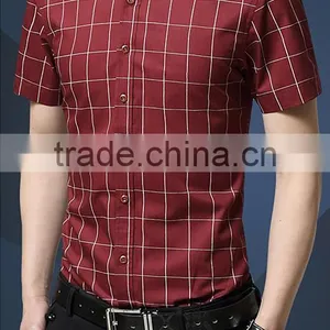 In the Summer of 2016 the New Men's Short Sleeve Shirt, Cultivate One's Morality Thin Section Checked Shirt Cotton Business Casu thumbnail-4
