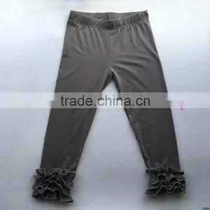 2017 Autumn New Woman Icing Style Leggings Wholesale Ladies Stripe Cotton Knitted Trousers Adult Girls Long Capris Pants Ruffle thumbnail-2