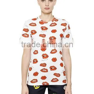 Custom Womens Top Quality Cotton Short Sleeve O Neck Printed T-Shirts,New Cotton Printed 180g T Shirts for Women thumbnail-2