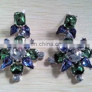 Bijuterias Atacado Cristal Brinco Fashion Emerald Clear Stone Earrings thumbnail-1