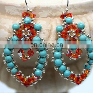 Beutiful Blue Hand Embroidered Earrings thumbnail-1