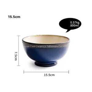 Wholesale Price Creative Blue Under-glazed Ceramic Tableware Set With Mug thumbnail-1