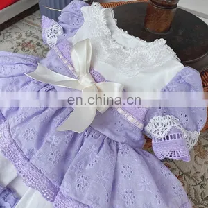 Baby Spanish Dresses for Girls Clothes Vintage Lace Purple Party Baby Dress Kids Wholesale Children Clothing Frock thumbnail-2