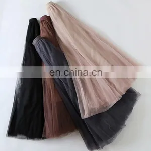 Hot Sales Autumn Women Retro Style Solid Color Skirts Ladies Big Hem Pleated Long Skirts Women's Skirts thumbnail-2