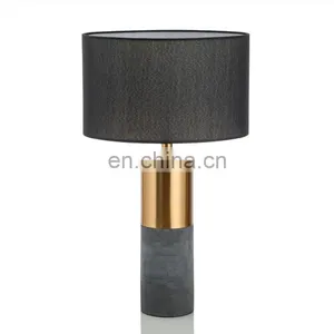 Black Gold Fabric Cement Base Modern Lamp Shade Bedside Hotel Luxury Light Table Lamp thumbnail-3