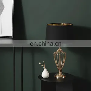 Korean Modern Hotel Family Bedroom Table Lamps Creative Metal Base Cotton LED Reading Lamp thumbnail-1