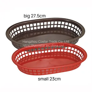 Foodservice Plastic Fry Fast Food Basket Bread Baskets Oval-Shaped Tray Restaurant Supplies, Deli Serving Bread Basket for Chicken, Burgers, Sandwiches & Fries thumbnail-4