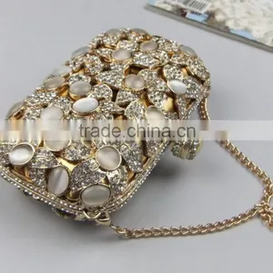 NEW Brilliant Diamond Metal Frame Luxury Evening Party Clutch Bag With Chain For Women thumbnail-1