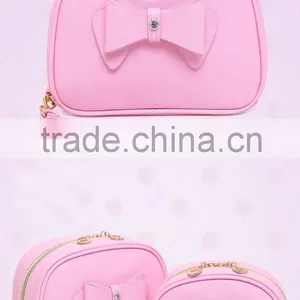 OEM Cute Pink pu Leather Cosmetic Bag Pouch,high Quality Travel Organizer Makeup Bag,funky Cosmetic Bag as Makeup Bag thumbnail-2