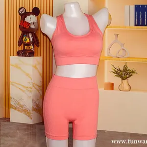 Women's 2 Piece Seamless No Show Lingerie Set Racerback Bra and High Waisted Underwear thumbnail-1