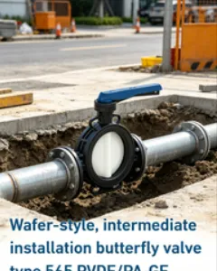 PVDF Butterfly Valve Wafer Type Chemical Resistant Industrial Water Treatment Valve thumbnail-2