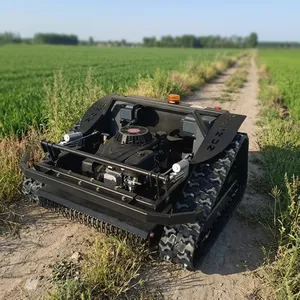 Industrial Single Cylinder Grass Cutting Machine VTLM600 600mm Petrol Remote Controlled Rubber Track Lawn Mower thumbnail-1