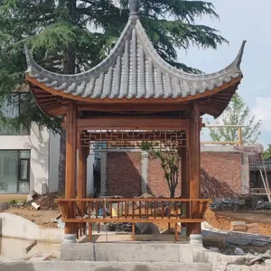 Customized Factory for Anti-corrosion Wood Ancient-style Pavilions, Chinese-style Courtyard Small Green-tiled Four-cornered, Six-cornered and Merbau Antique Pavilions thumbnail-2