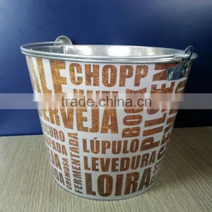 CMYK Logo 8L Galvanized Iron Tin Ice Bucket, Ice Pails, Beer Bucket With Openner thumbnail-4