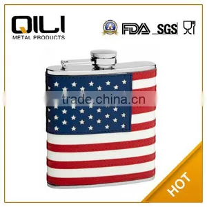 Overall Heat Printing on Leather Gift Packing Hip Flask USA Flask thumbnail-1