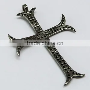 Men's Lord's Prayer Cross Diamond 925 Sterling Silver Pendant, Silver Jewelry India, Handmade Silver Jewelry thumbnail-1