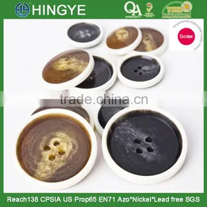 Sedex Audited Factory 2 Pillar Burnt Rim Resin Horn Button, Polyester Horn Button thumbnail-1