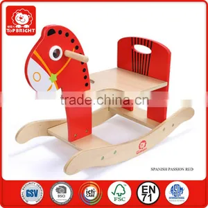 Ride on Animal Toy Red Outdoor Toy Eco-friendly Sport Walking Horse Toy 23.5 Degree Wooden Rocking Horse Kid Riding Horse Toy thumbnail-1