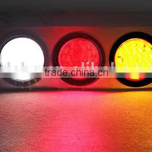 Three Round High Quality 36 LEDs Stainless Steel Plate Led Tail Lights 24v Truck thumbnail-6