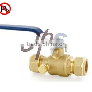 Lead Free Brass Compression Ball Valve With Drain thumbnail-1