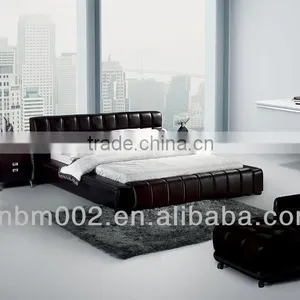 CNBM 2014 Best Selling Cheap Modern Black Leather Bed Bedroom Furniture thumbnail-1