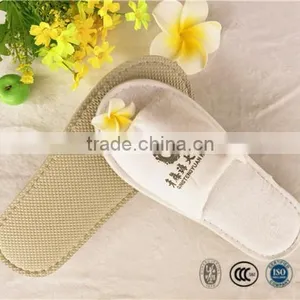 New Design Open Toe Poly Velour Slipper With Offset Printing Logo thumbnail-1