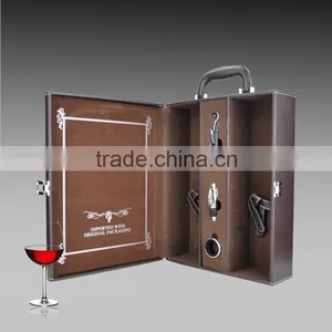 Wholesale Custom 2 Bottle Leather Champagne Glass Packing Box thumbnail-2