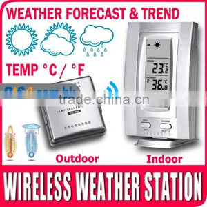 Wireless Indoor Outdoor Thermometer Temperature Clock Weather Station thumbnail-1