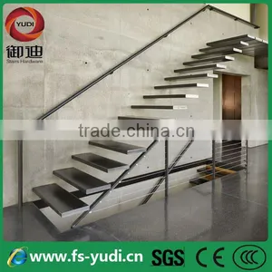 Straight Space Saved Glass Wood Staircase Design thumbnail-1