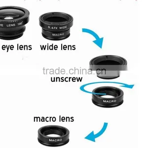 New Wholesale 3 in 1 Fisheye Fish Eye +Wide Angle +macro Camera Cell Phone Lens thumbnail-6