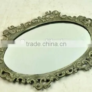 Distressed Handmade Oval Metal Antique Wall Mirror thumbnail-1