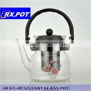 Heated Directly Pyrex Glass Double Pot Set 600ml/2200ml With Filter/infuser thumbnail-2