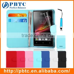 Set Screen Protector Stylus And Case For Sony Xperia E Dual C1605 , Leather Wallet White Phone Case thumbnail-2